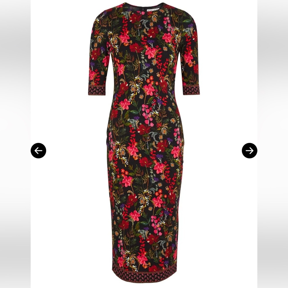 Alice + Olivia Delora Floral Print Stretch Jersey Dress midi